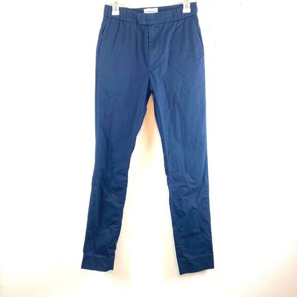 L'Estrange London The 24 Hour Trouser Slim-Fit Chino Pants Men size XS Navy Blue - Picture 1 of 14